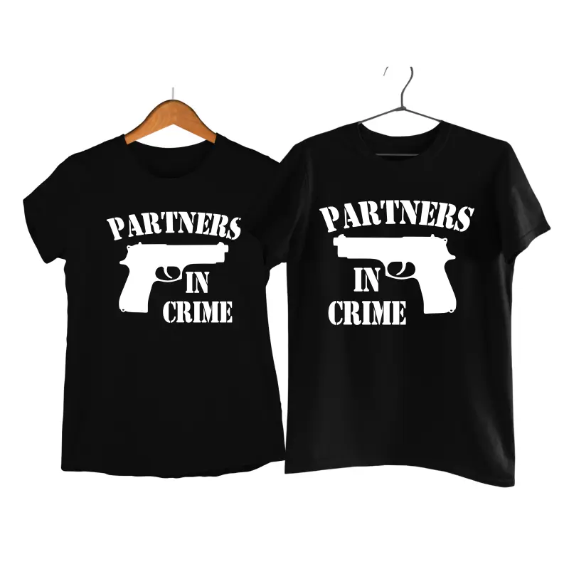 Partners in crime, set 2 tricouri cu mesaje